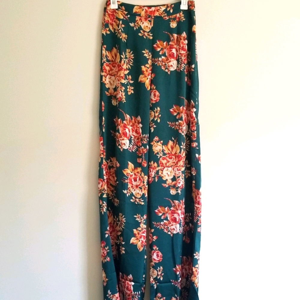 Missguided floral wide leg pants